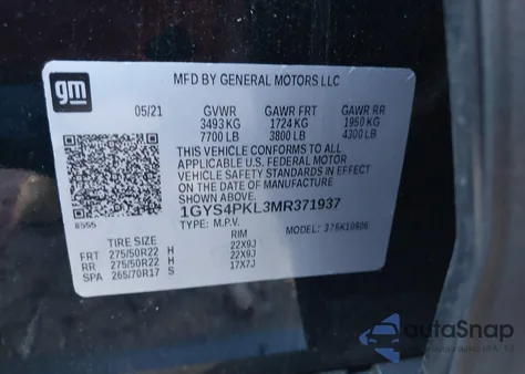 2021 Cadillac Escalade Esv 4Wd Sport z USA, uszkodzony, nr VIN 1GYS4PKL3MR371937